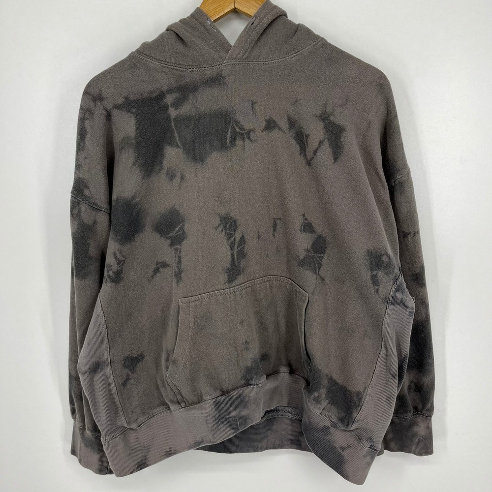 Be You Womens‎ Grey Black Tie Dye Oversized Pullover Hoodie Sweatshirt Size S/P